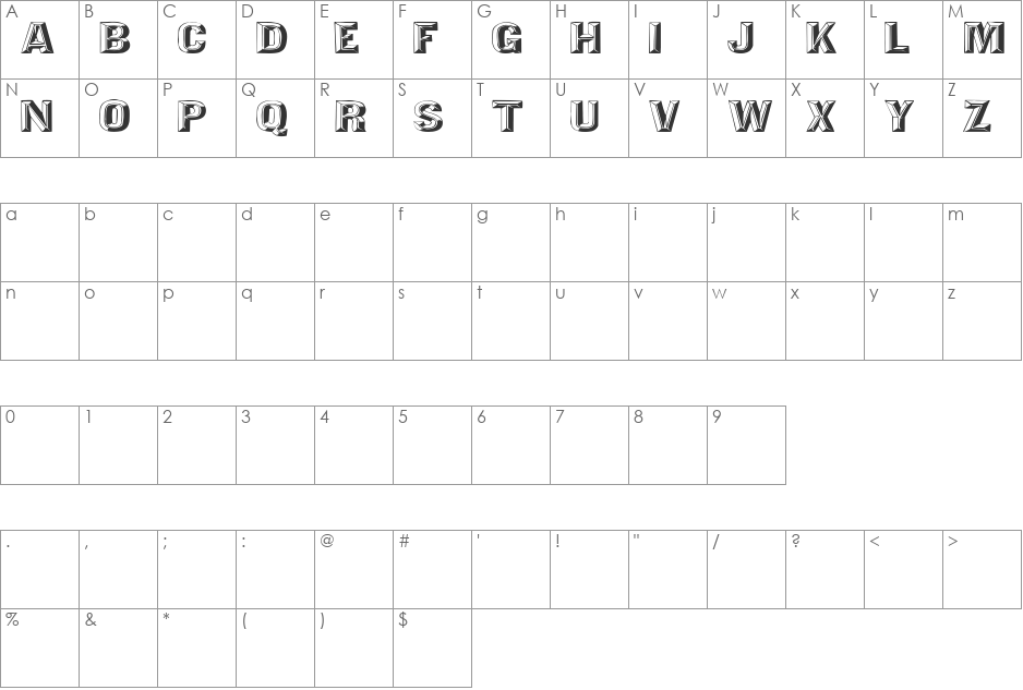 Tejaratchi Ex Lefti font character map preview