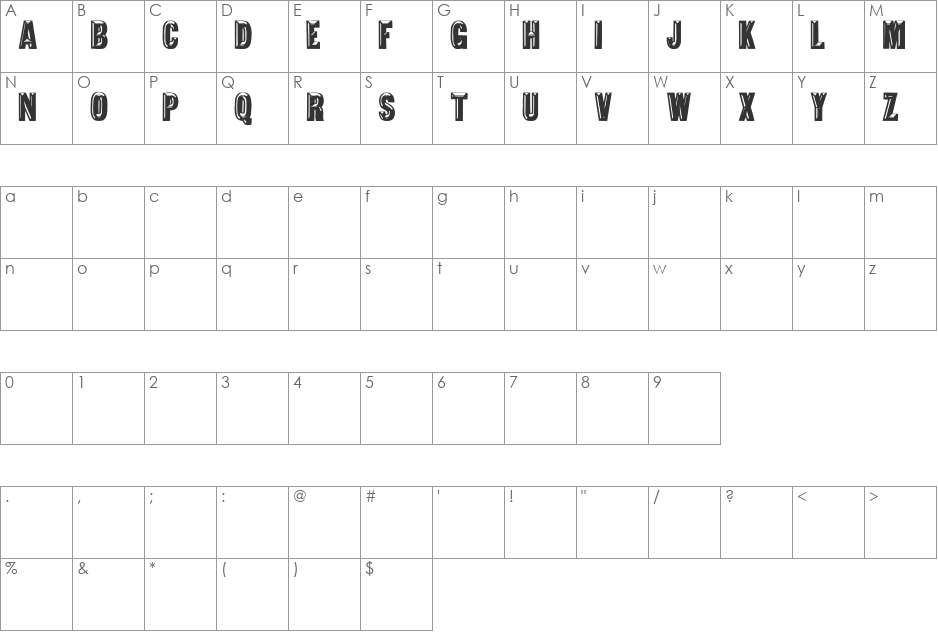 Tejaratchi Th bold font character map preview