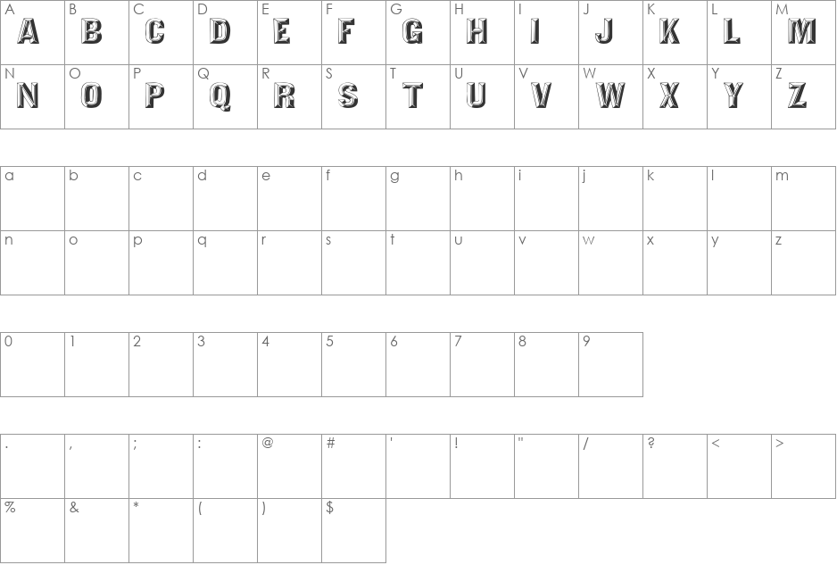 Tejaratchi Wd font character map preview