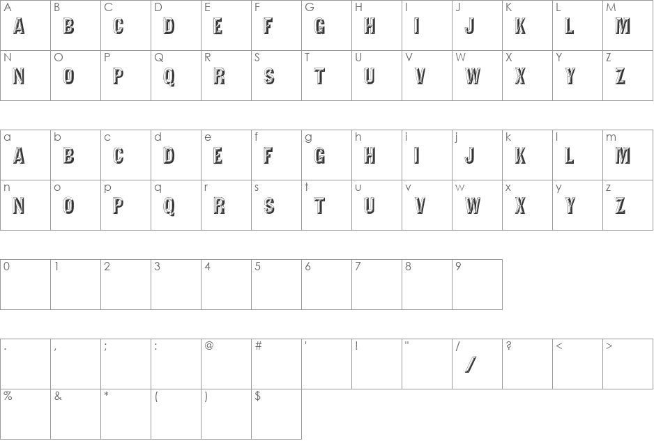 Tejaratchiaps font character map preview