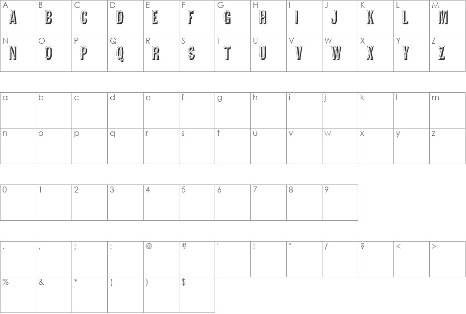 TejaratchiCaps font character map preview