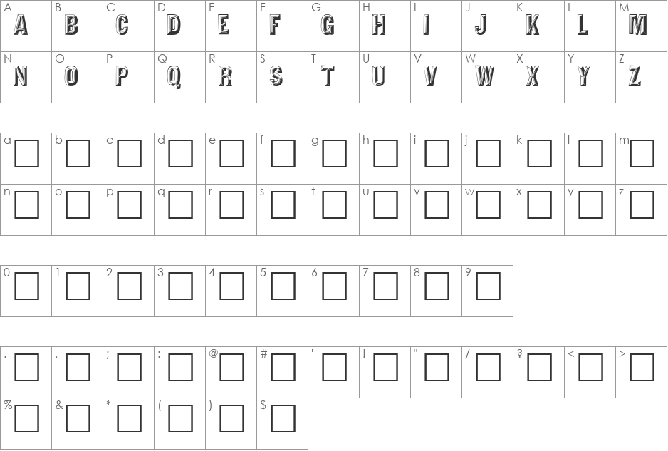 TejaratchiCaps font character map preview