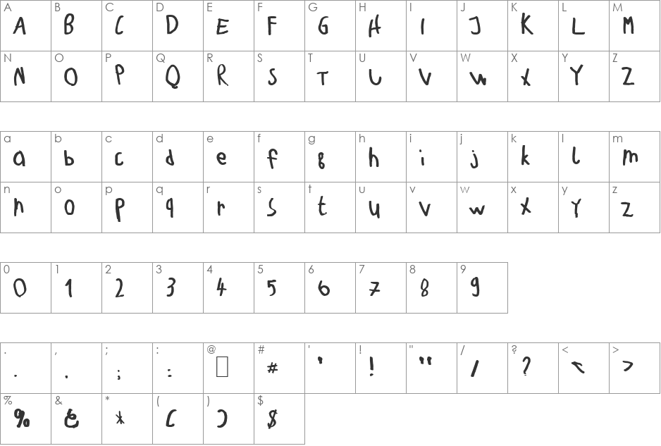 Teje Becker font character map preview