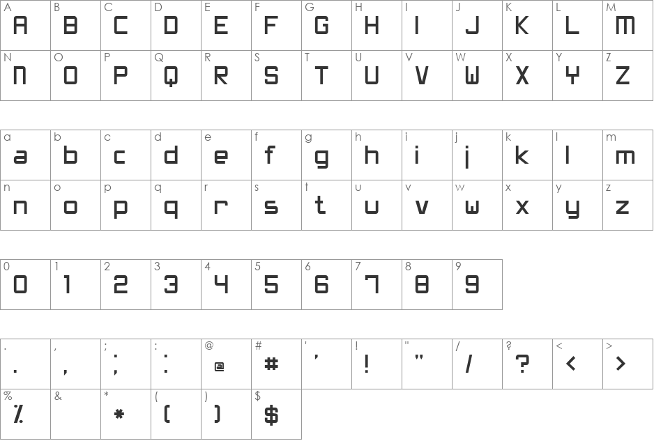 tek font character map preview
